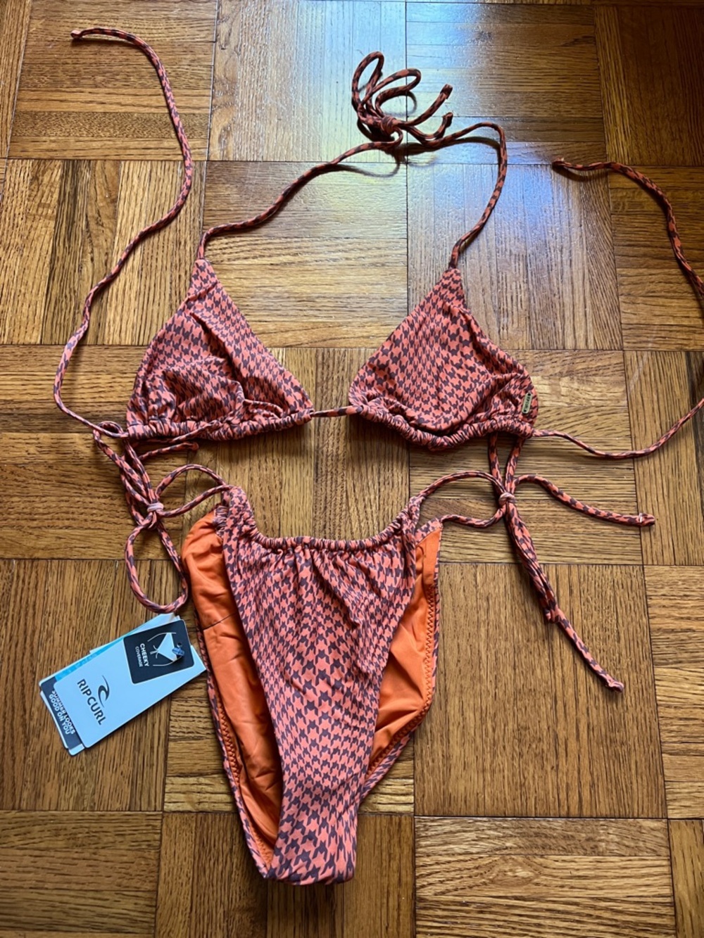 Rip Curl Orange Houndstooth String Bikini